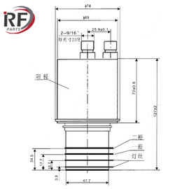 Vacuum Electron Tube 4CW2000A 110MHz 2KW Water-cooled tetrode